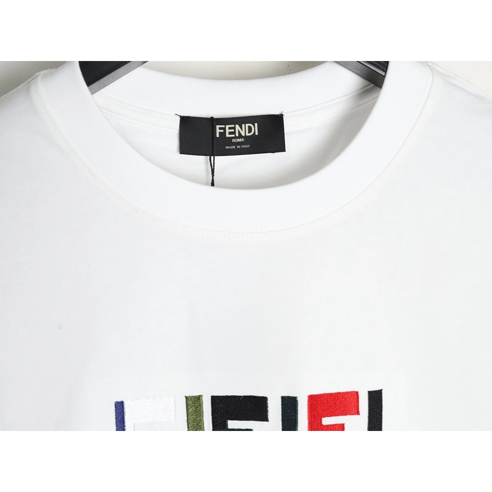 Fendi colorful embroidered ff letter pattern short-sleeved T-shirt,Fendi