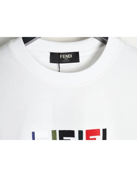 Fendi colorful embroidered ff letter pattern short-sleeved T-shirt,Fendi