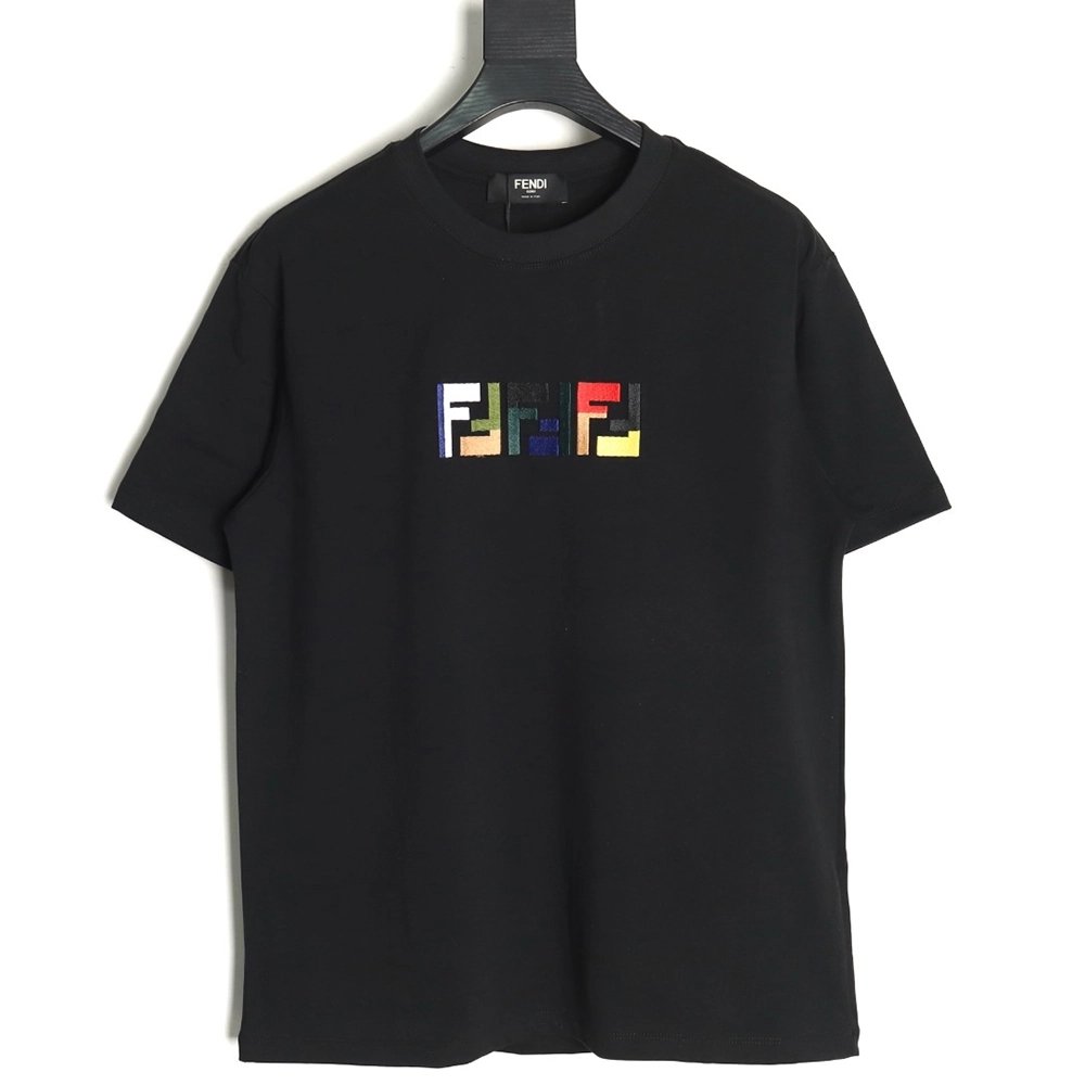 Fendi colorful embroidered ff letter pattern short-sleeved T-shirt TSK1,Fendi