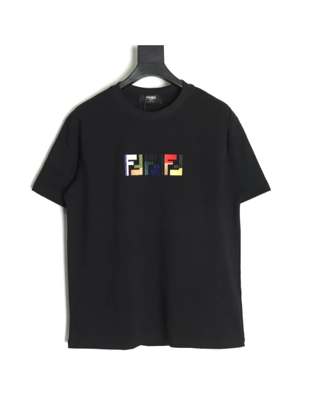 Fendi colorful embroidered ff letter pattern short-sleeved T-shirt TSK1,Fendi