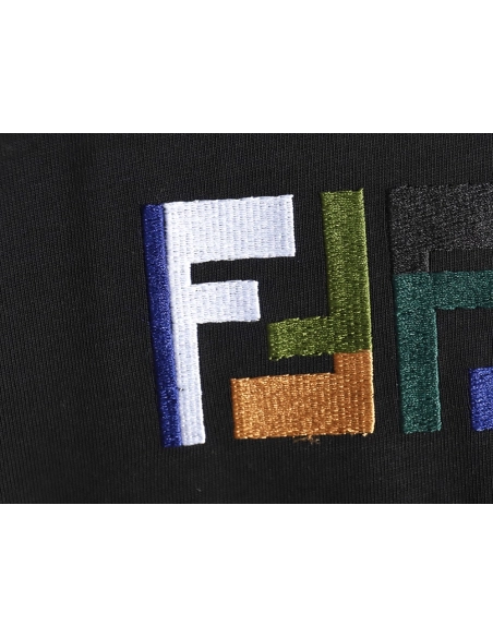 Fendi colorful embroidered ff letter pattern short-sleeved T-shirt TSK1,Fendi