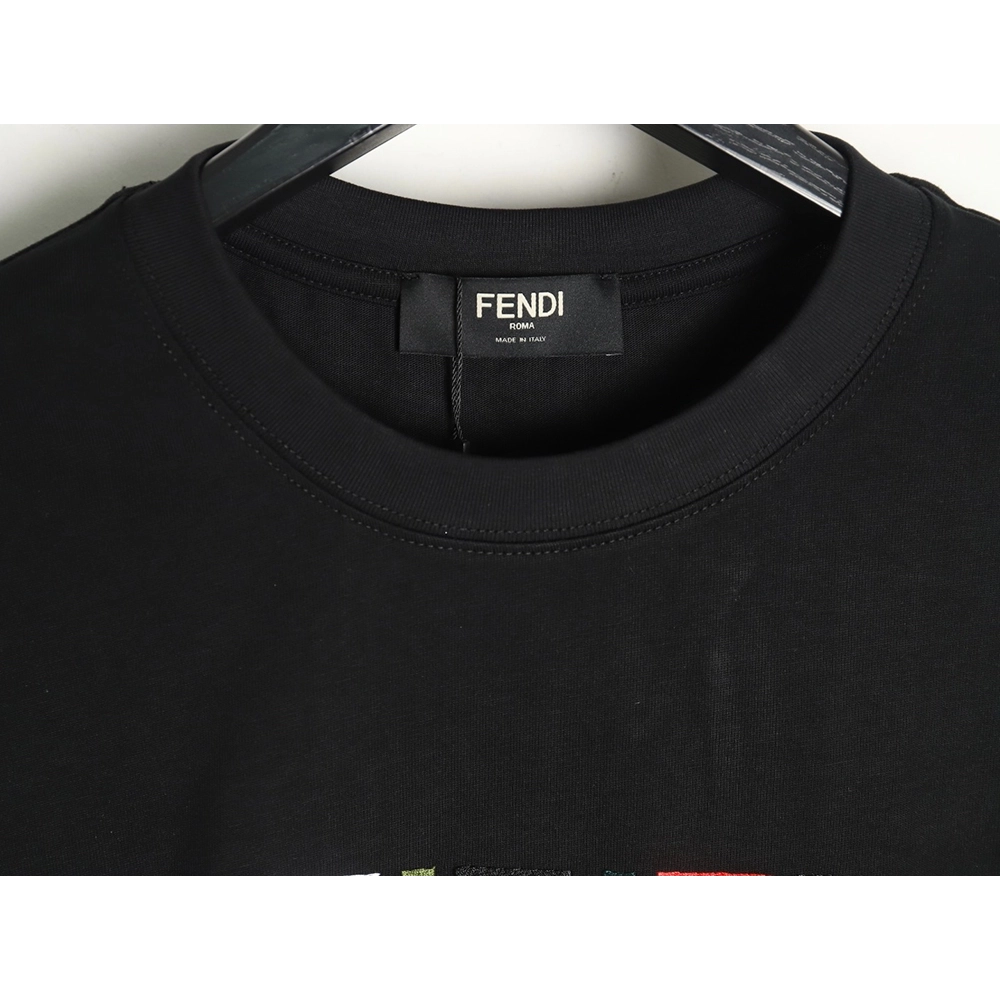 Fendi colorful embroidered ff letter pattern short-sleeved T-shirt TSK1,Fendi