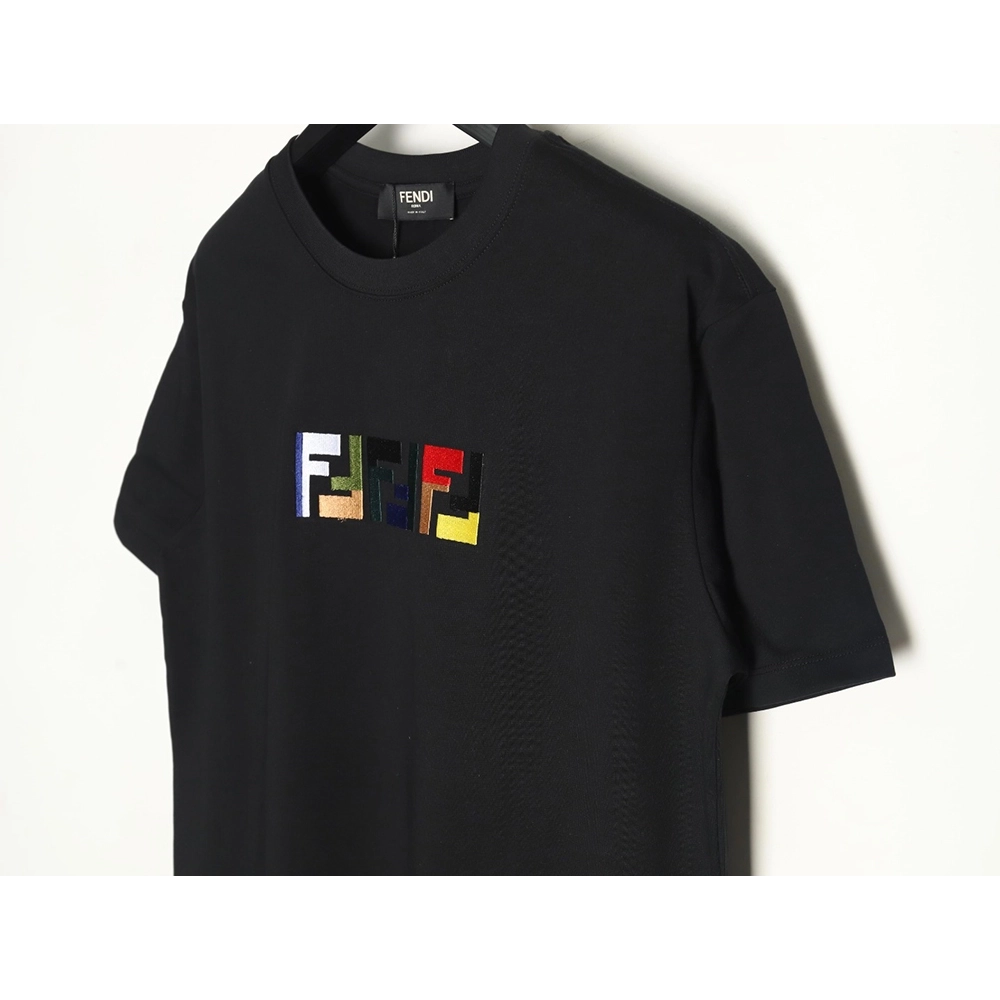 Fendi colorful embroidered ff letter pattern short-sleeved T-shirt TSK1,Fendi