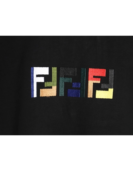Fendi colorful embroidered ff letter pattern short-sleeved T-shirt TSK1,Fendi
