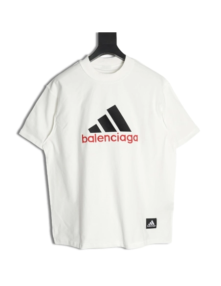 Balenciaga &amp; Adidas co-branded embroidered short-sleeved T-shirt,Balenciaga