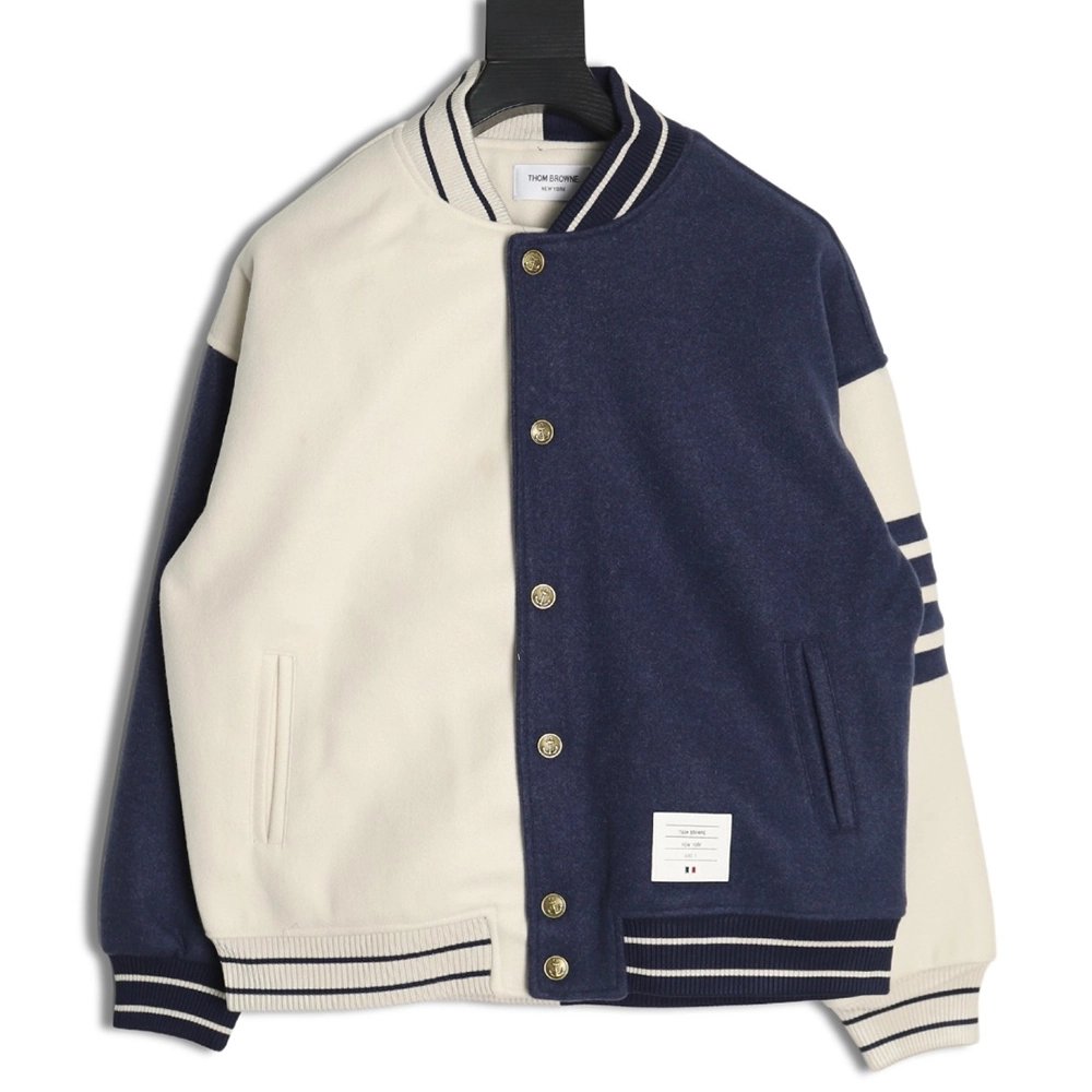 Thom Browne patchwork 4-bar baseball jersey jacket,Thom Browne