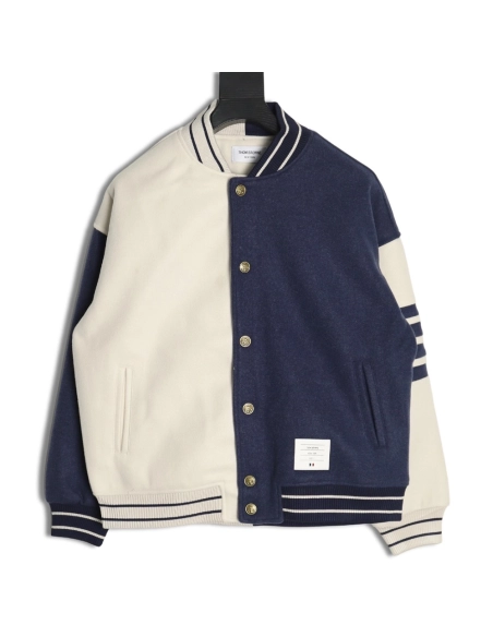Thom Browne patchwork 4-bar baseball jersey jacket,Thom Browne