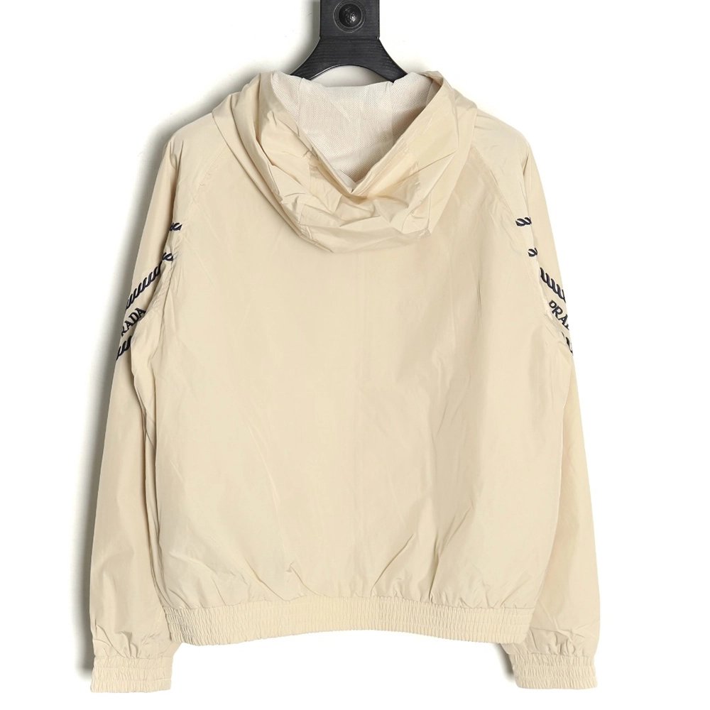 Prada Embroidered Logo Zip-Up Jacket,Prada