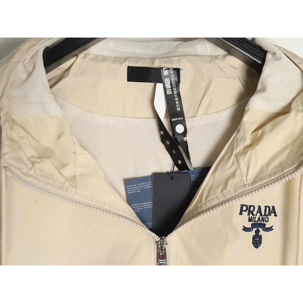 Prada Embroidered Logo Zip-Up Jacket,Prada