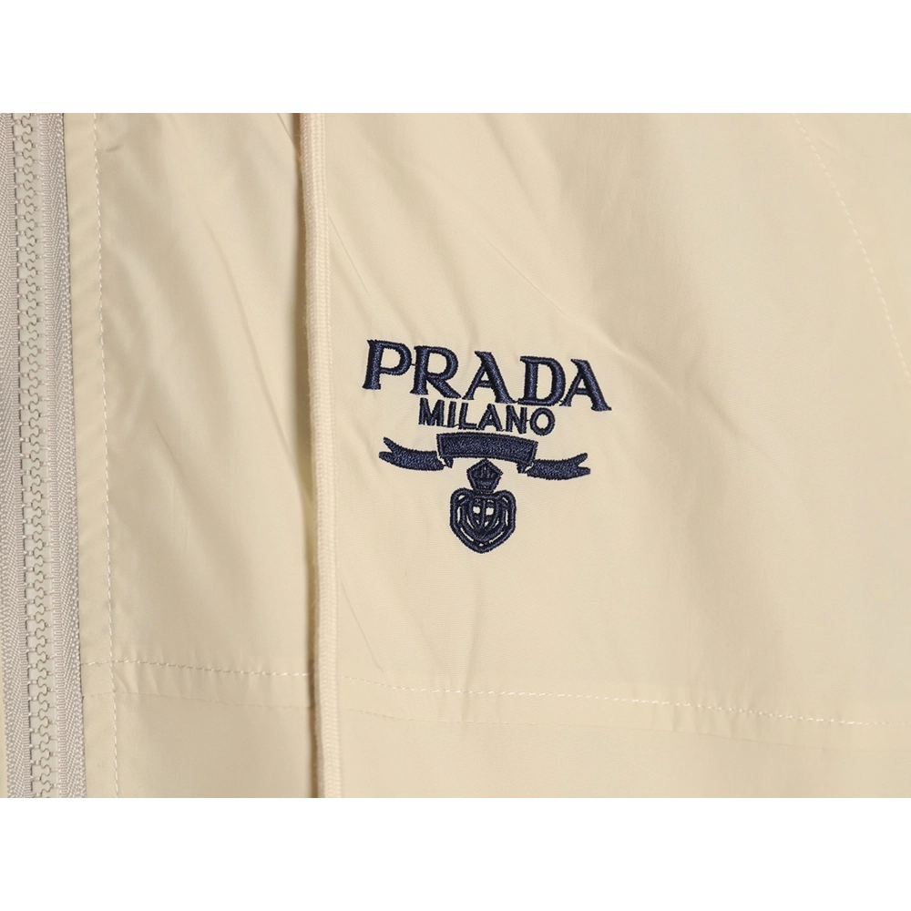 Prada Embroidered Logo Zip-Up Jacket,Prada