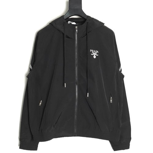 Prada Embroidered Logo Zip-Up Jacket TSK1,Prada