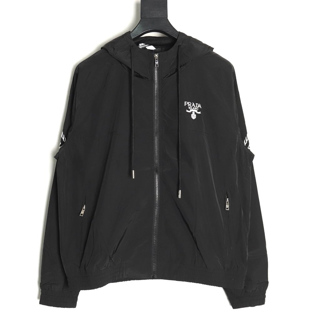 Prada Embroidered Logo Zip-Up Jacket TSK1,Prada