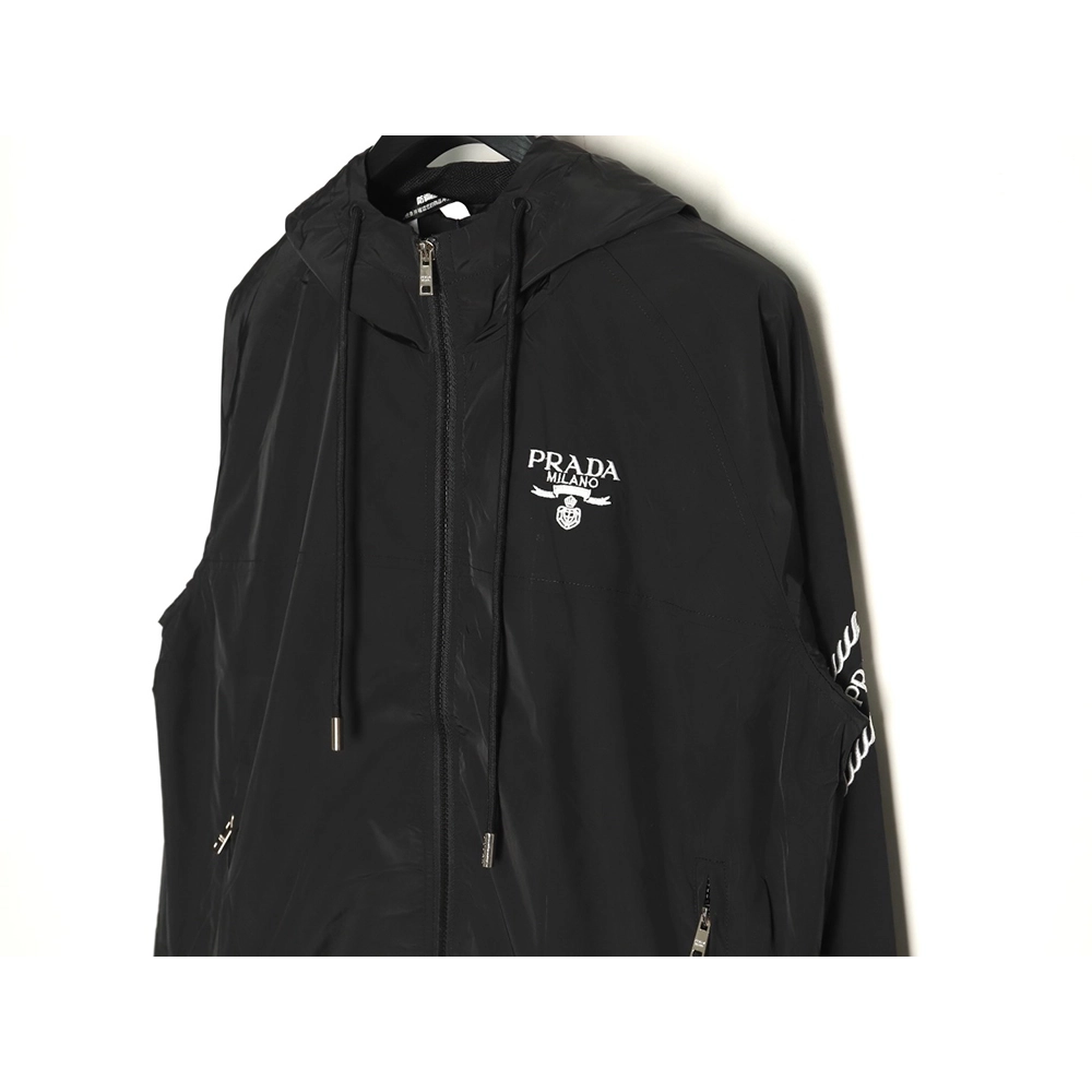 Prada Embroidered Logo Zip-Up Jacket TSK1,Prada