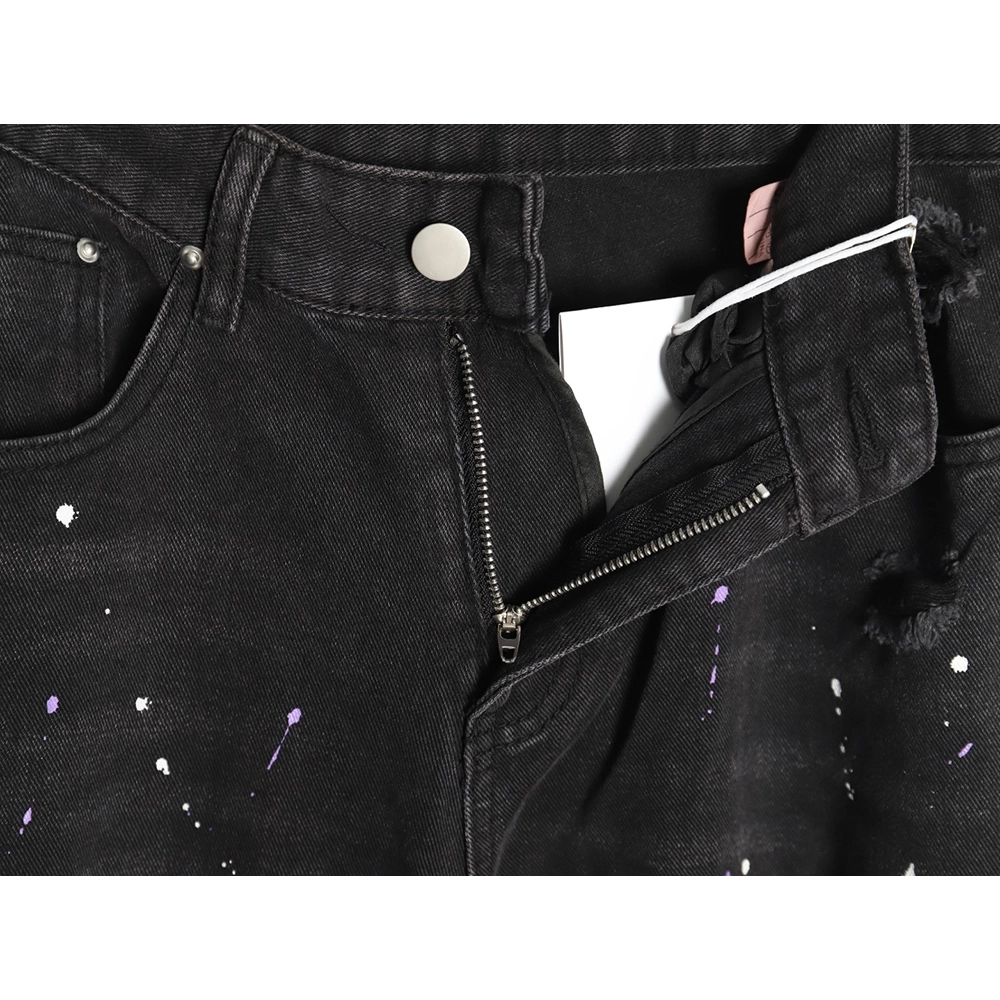 We11 Done embroidered lettering ripped washed denim wide-leg pants,We11done