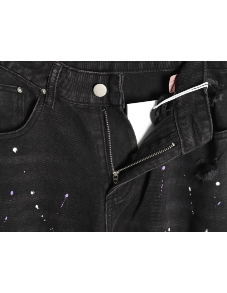 We11 Done embroidered lettering ripped washed denim wide-leg pants,We11done