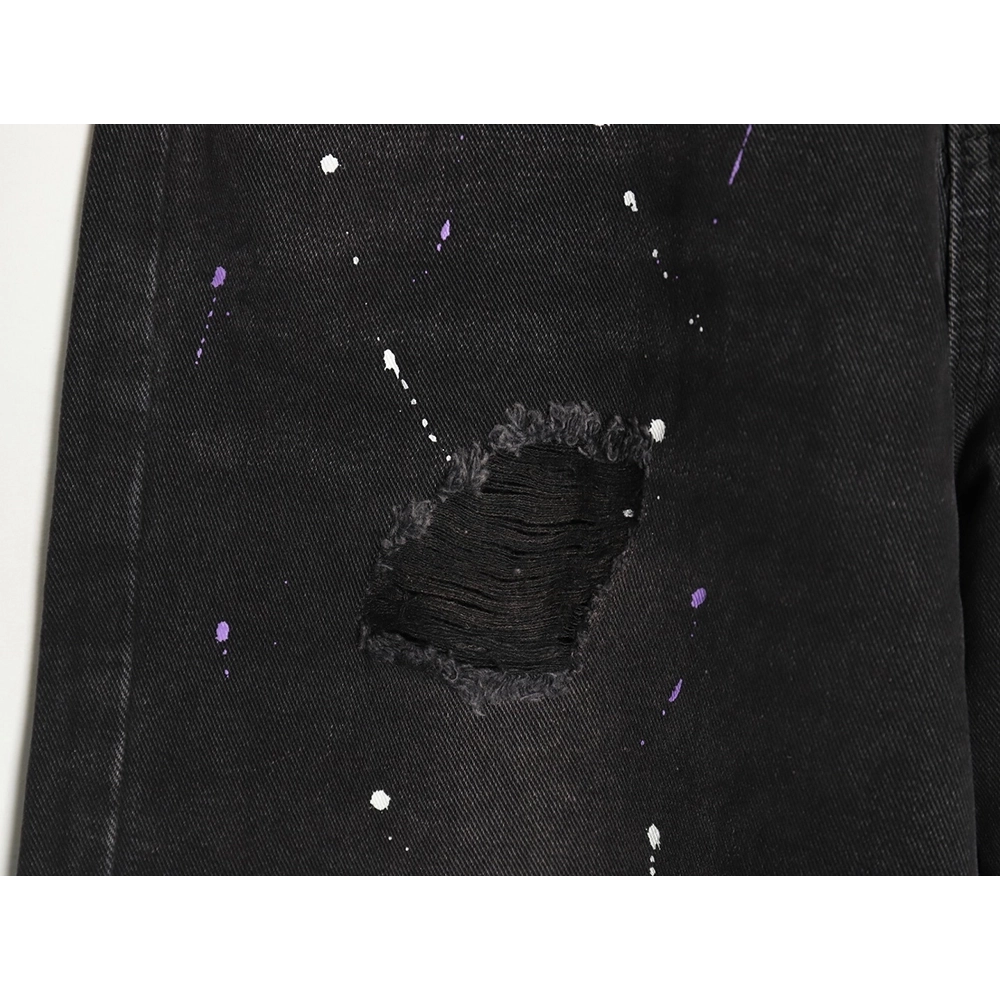 We11 Done embroidered lettering ripped washed denim wide-leg pants,We11done