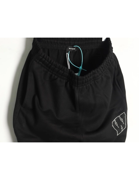 We11 Done Pearl LOGO Rhinestone Casual Pants,We11done