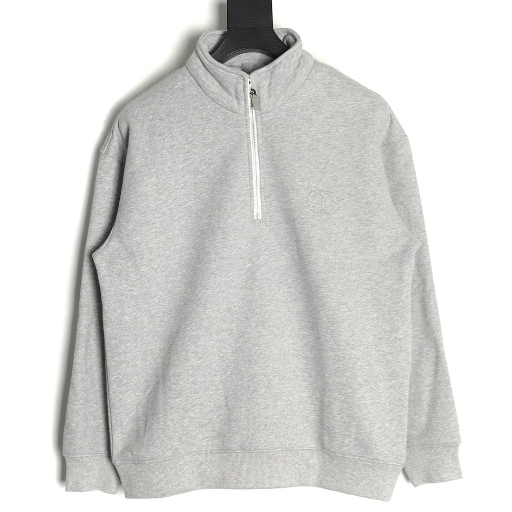 Dior Circular Embroidery Half Zip Stand Collar Sweatshirt,Dior
