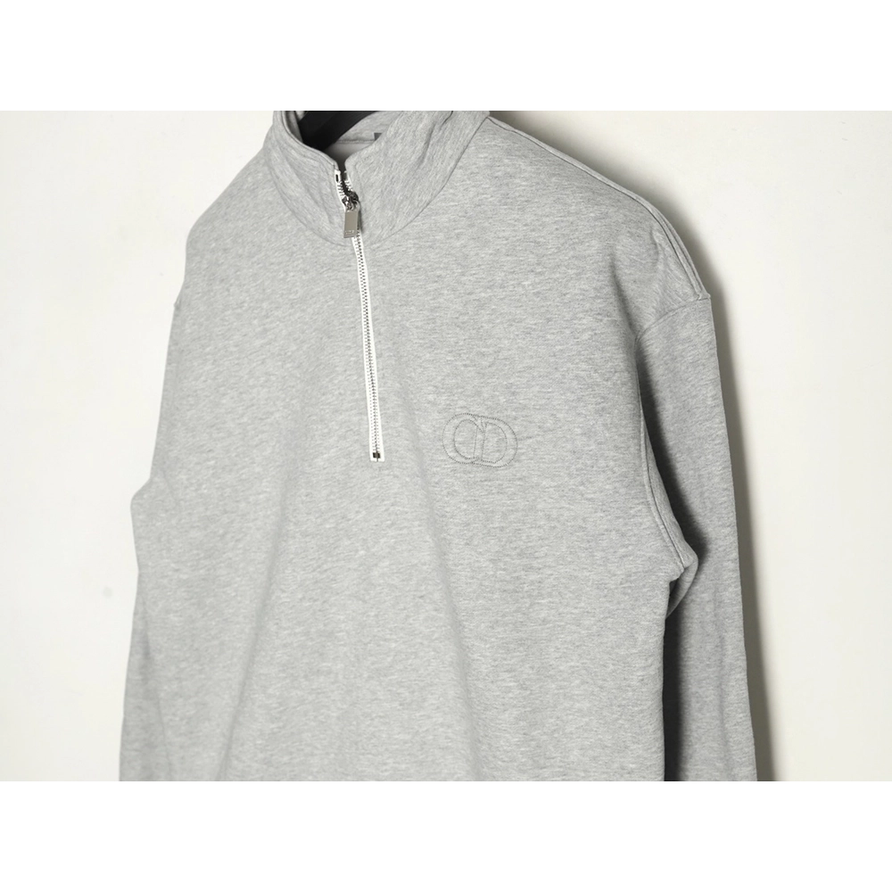 Dior Circular Embroidery Half Zip Stand Collar Sweatshirt,Dior