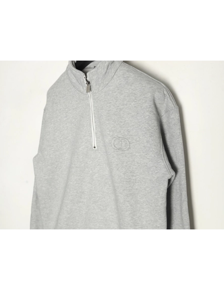 Dior Circular Embroidery Half Zip Stand Collar Sweatshirt,Dior