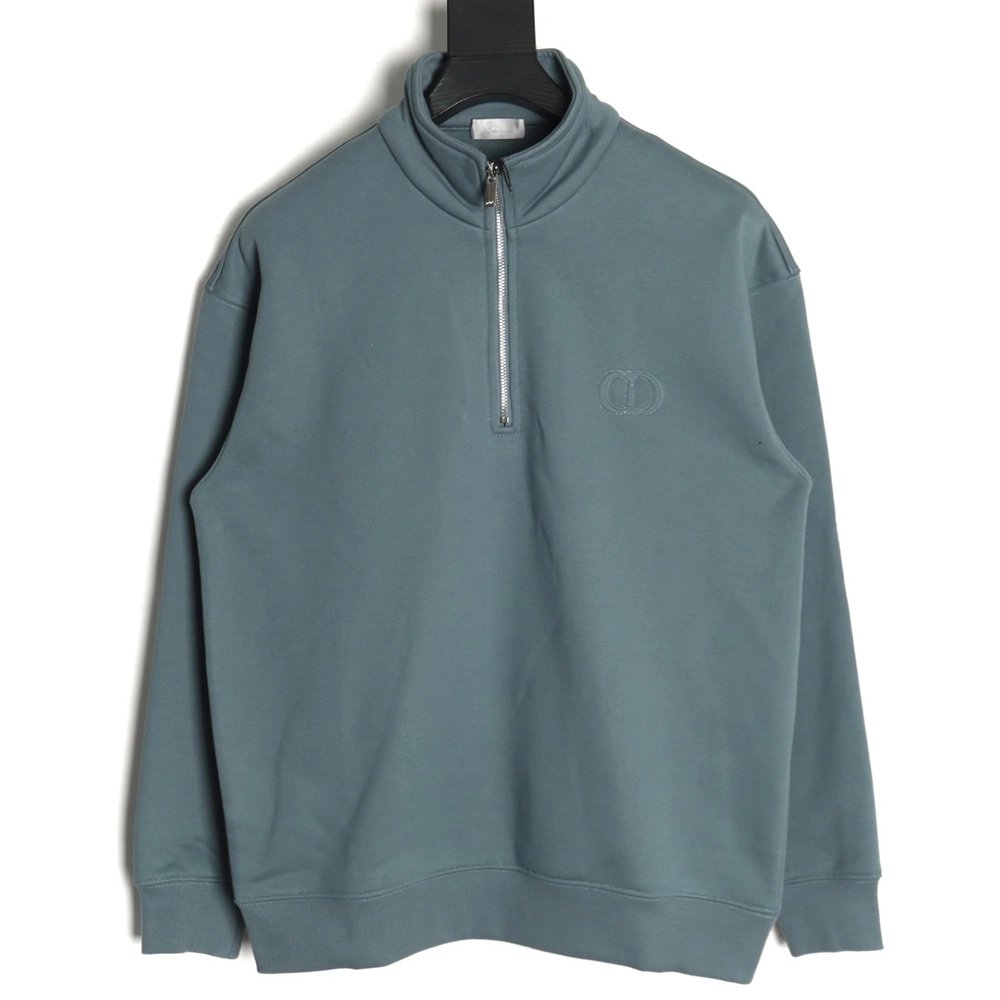 Dior Circular Embroidery Half Zip Stand Collar Sweatshirt TSK1,Dior