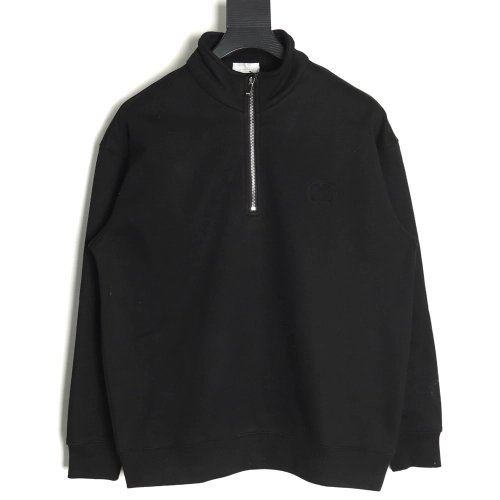 Dior Circular Embroidery Half Zip Stand Collar Sweatshirt TSK2,Dior