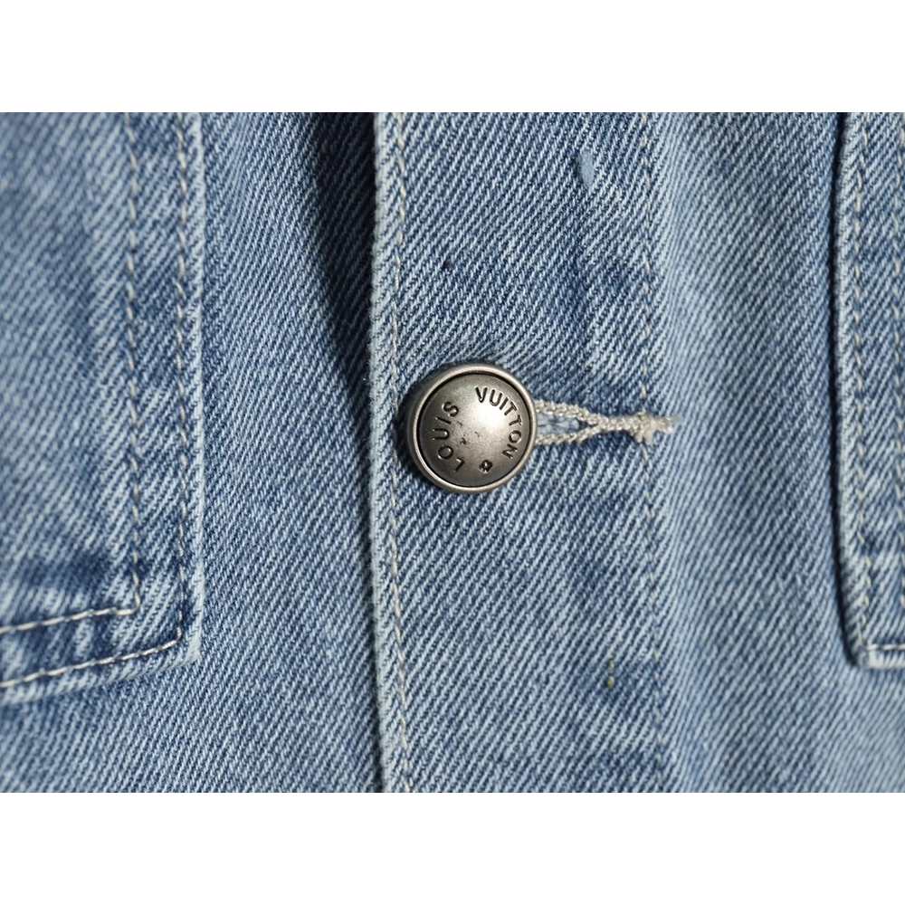 Louis Vuitton laser-positioned LoGo distressed denim jacket,Louis Vuitton