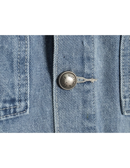 Louis Vuitton laser-positioned LoGo distressed denim jacket,Louis Vuitton