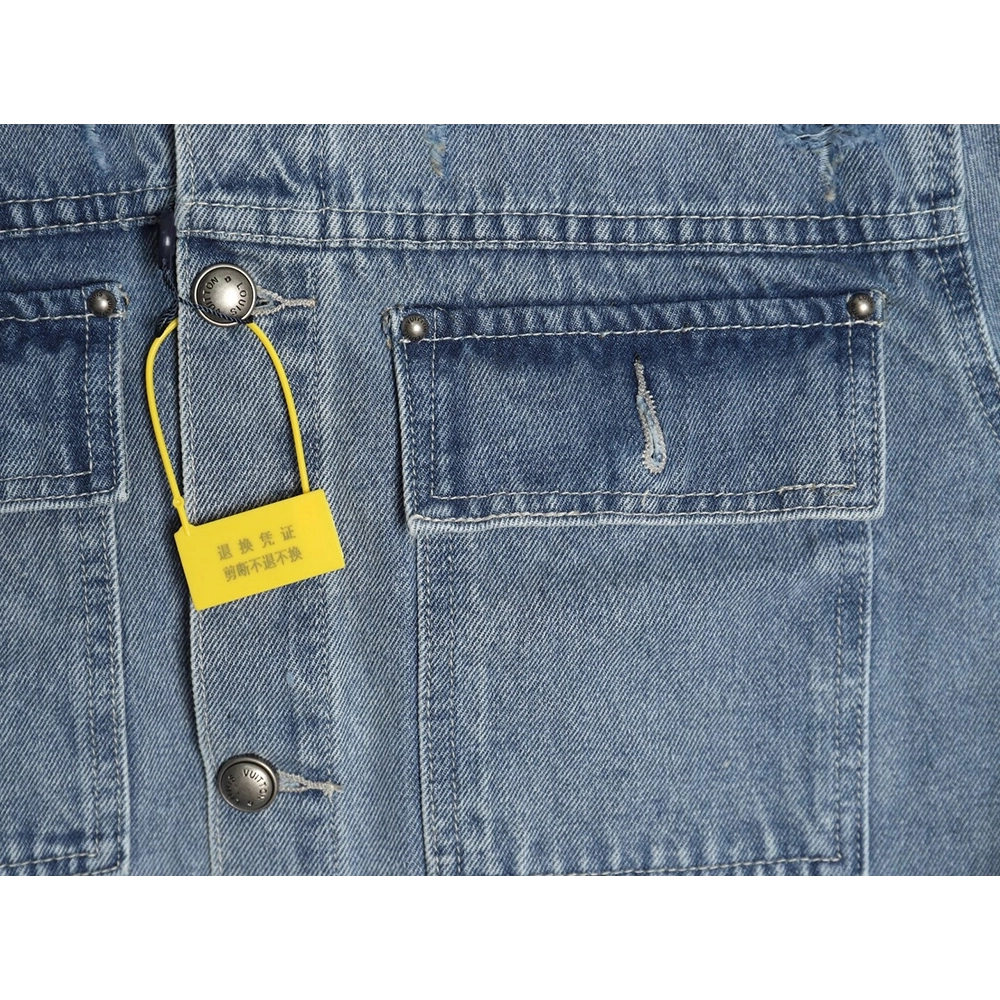 Louis Vuitton laser-positioned LoGo distressed denim jacket,Louis Vuitton