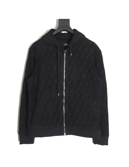 Fendi flocked full print hooded zip-up sweatshirt jacket,Fendi
