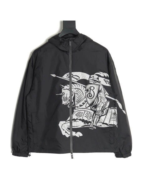 Burberry Equestrian Rider Logo Nylon Jacket,Burberry