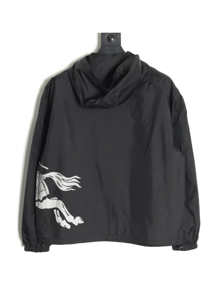 Burberry Equestrian Rider Logo Nylon Jacket,Burberry