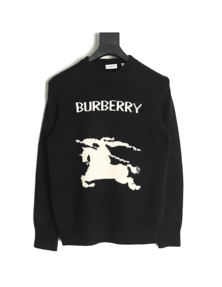 Burberry Equestrian Knight Logo Cashmere Blend Crew Neck Sweater TSK1,Burberry