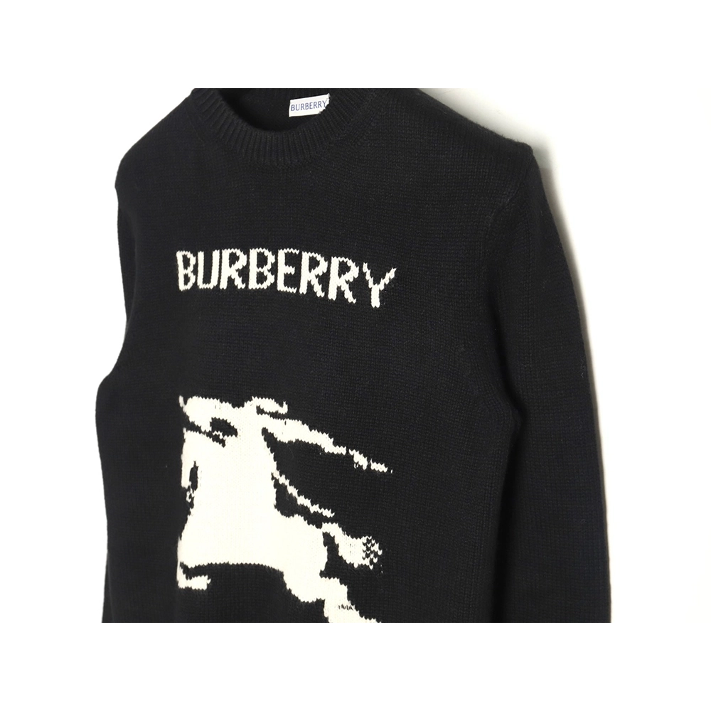 Burberry Equestrian Knight Logo Cashmere Blend Crew Neck Sweater TSK1,Burberry