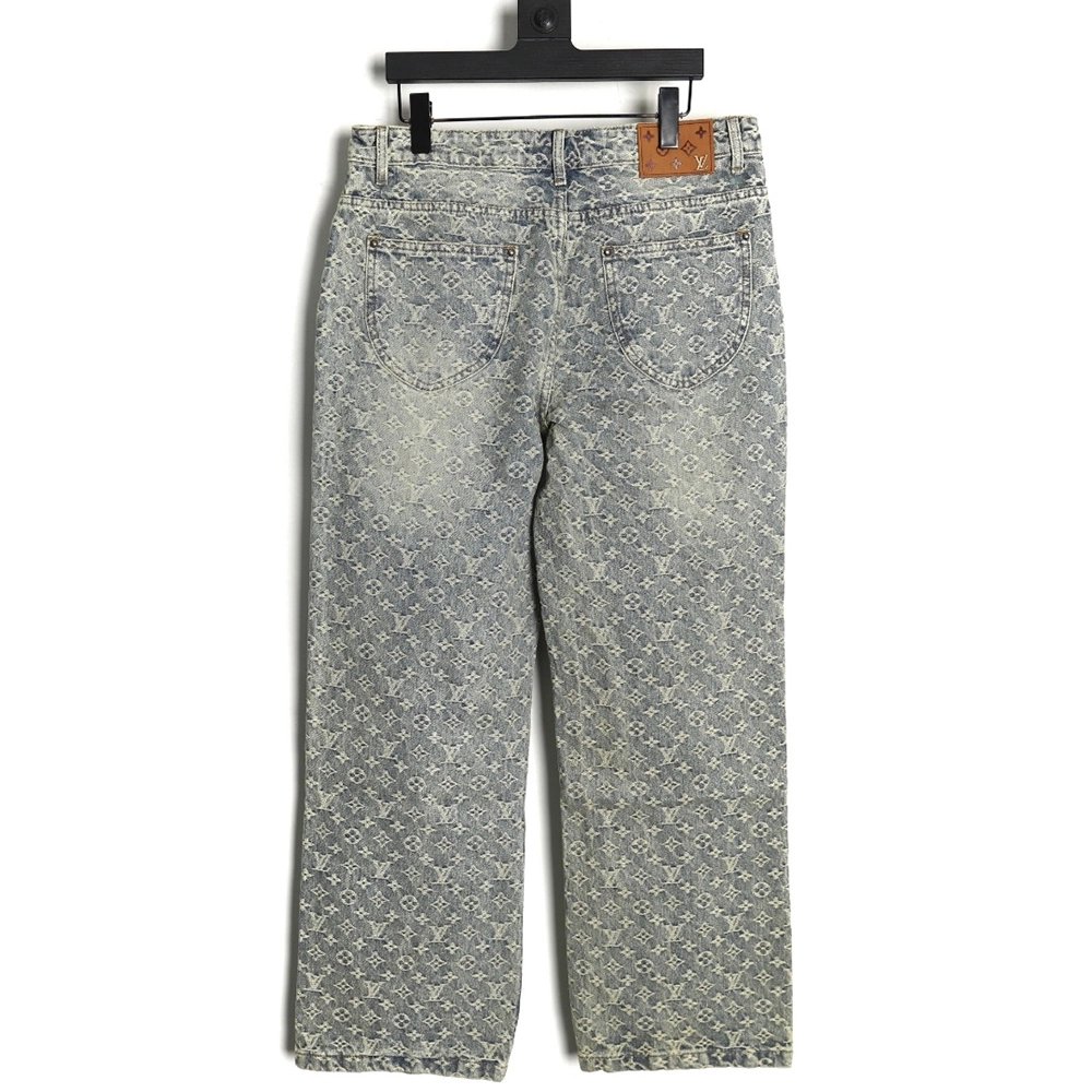 Louis Vuitton all-over jacquard straight washed denim trousers,Louis Vuitton