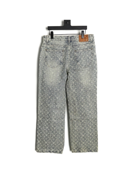 Louis Vuitton all-over jacquard straight washed denim trousers,Louis Vuitton
