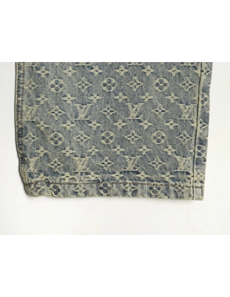 Louis Vuitton all-over jacquard straight washed denim trousers,Louis Vuitton