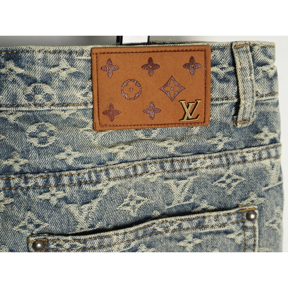 Louis Vuitton all-over jacquard straight washed denim trousers,Louis Vuitton