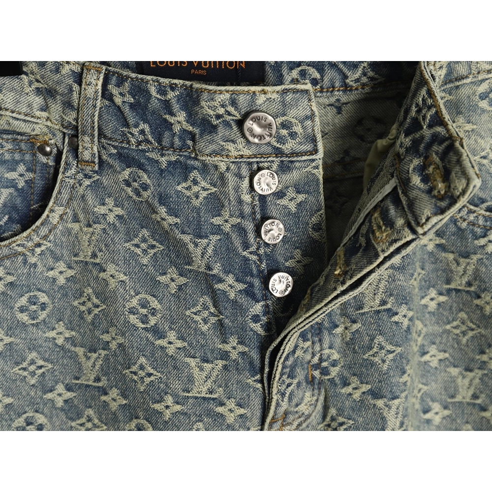 Louis Vuitton all-over jacquard straight washed denim trousers,Louis Vuitton