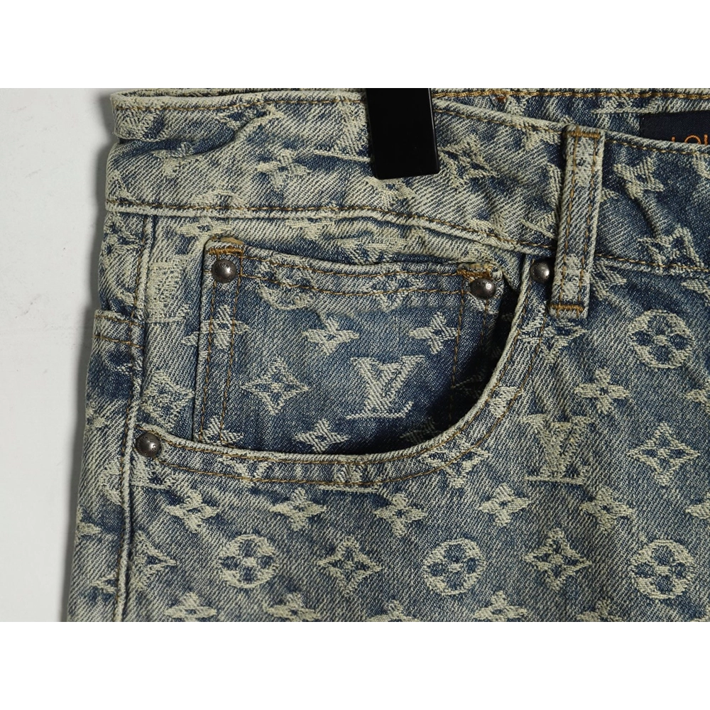 Louis Vuitton all-over jacquard straight washed denim trousers,Louis Vuitton