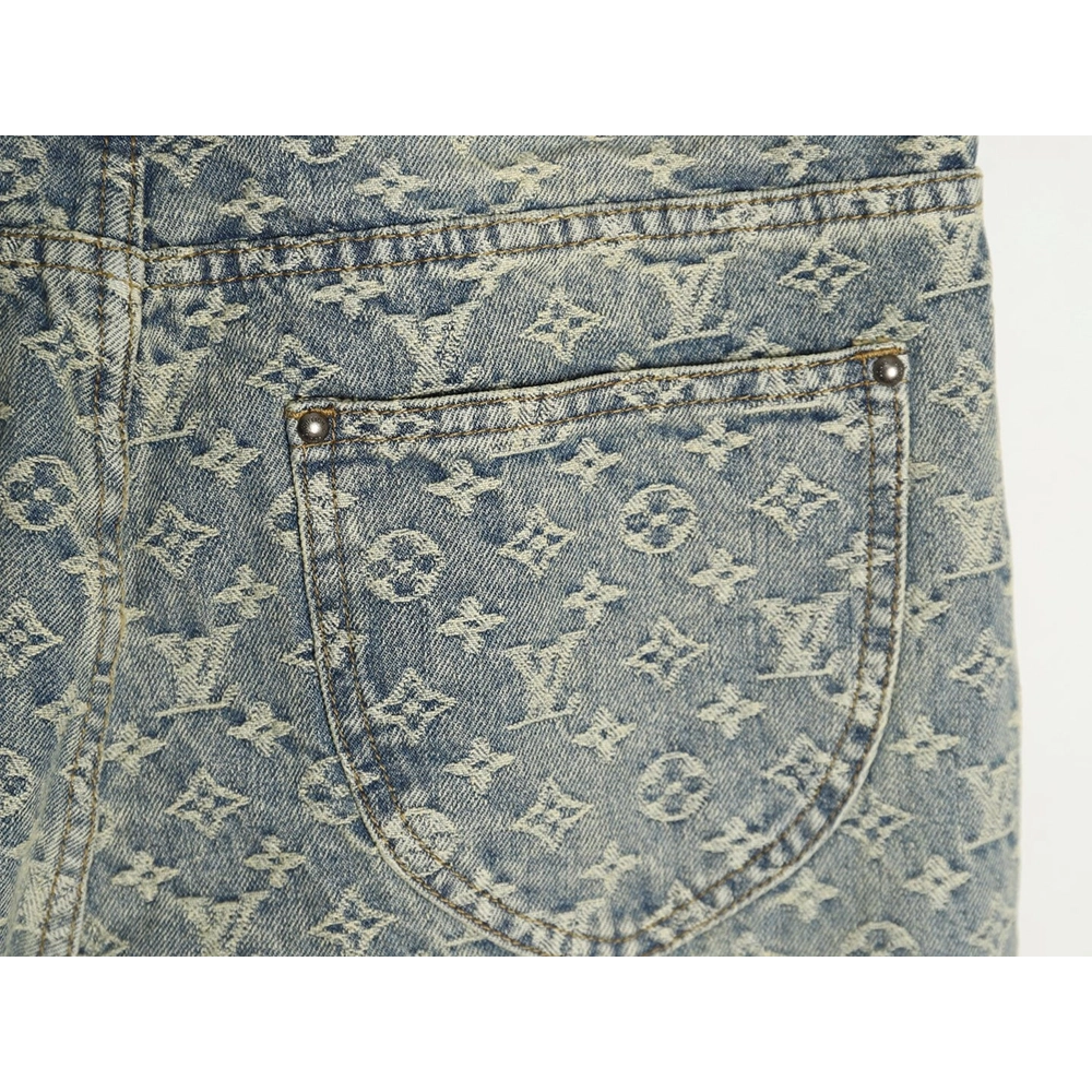 Louis Vuitton all-over jacquard straight washed denim trousers,Louis Vuitton