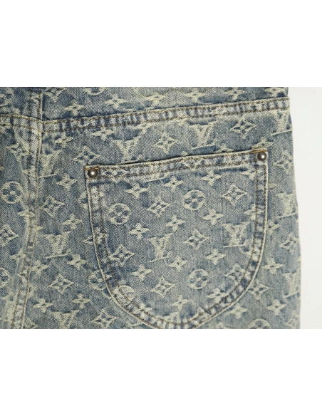 Louis Vuitton all-over jacquard straight washed denim trousers,Louis Vuitton