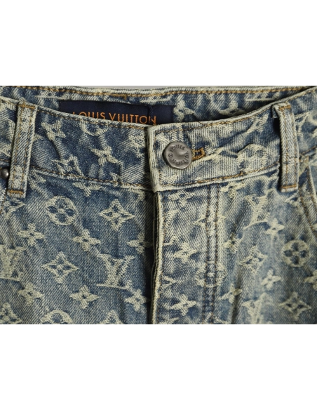 Louis Vuitton all-over jacquard straight washed denim trousers,Louis Vuitton