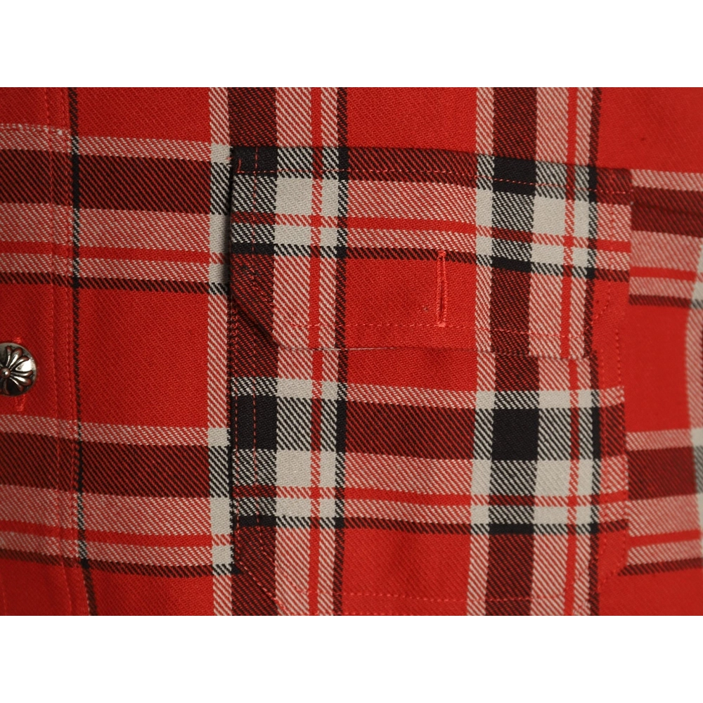 Chrome Hearts Striped Plaid Stitching Silver Button Cardigan Shirt,Chrome Hearts