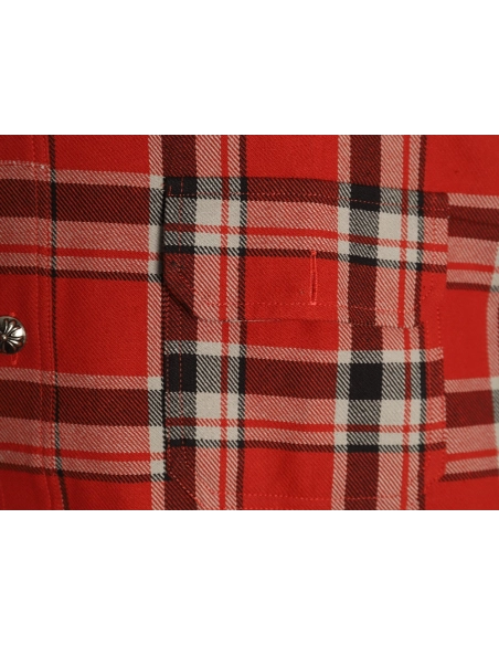 Chrome Hearts Striped Plaid Stitching Silver Button Cardigan Shirt,Chrome Hearts