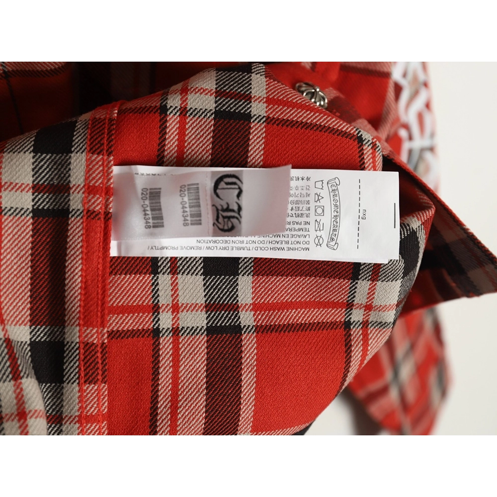 Chrome Hearts Striped Plaid Stitching Silver Button Cardigan Shirt,Chrome Hearts