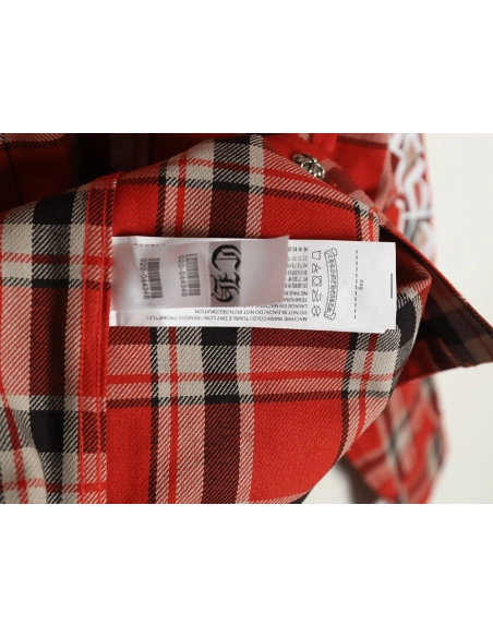 Chrome Hearts Striped Plaid Stitching Silver Button Cardigan Shirt,Chrome Hearts