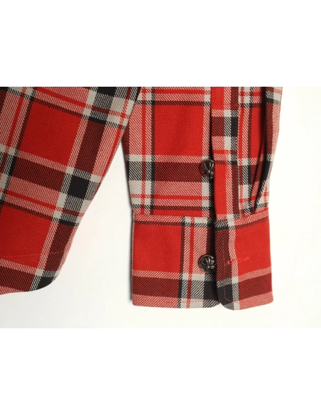 Chrome Hearts Striped Plaid Stitching Silver Button Cardigan Shirt,Chrome Hearts