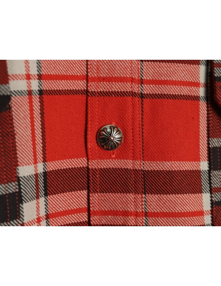 Chrome Hearts Striped Plaid Stitching Silver Button Cardigan Shirt,Chrome Hearts