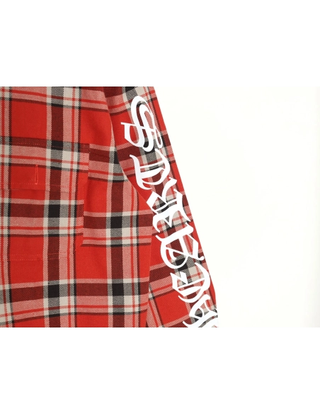 Chrome Hearts Striped Plaid Stitching Silver Button Cardigan Shirt,Chrome Hearts
